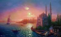 Oleg Kulagin View of Constantinople by moonlight lighting. Морской пейзаж