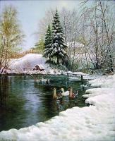 Oleg Kulagin Winter pond. Сельский пейзаж
