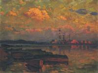 Vasily Belikov Evening on the river Пейзаж